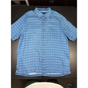 NAT NAST L 100% Linen Luxury Originals Blue Designer Button Up Shirt Square